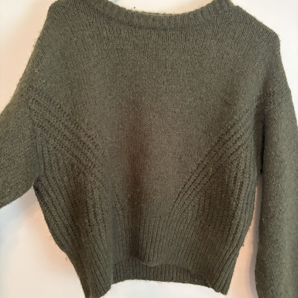 Madewell Simone Wedge Wool Blend Sweater Olive Green Medium Grandmacore‎ Cozy